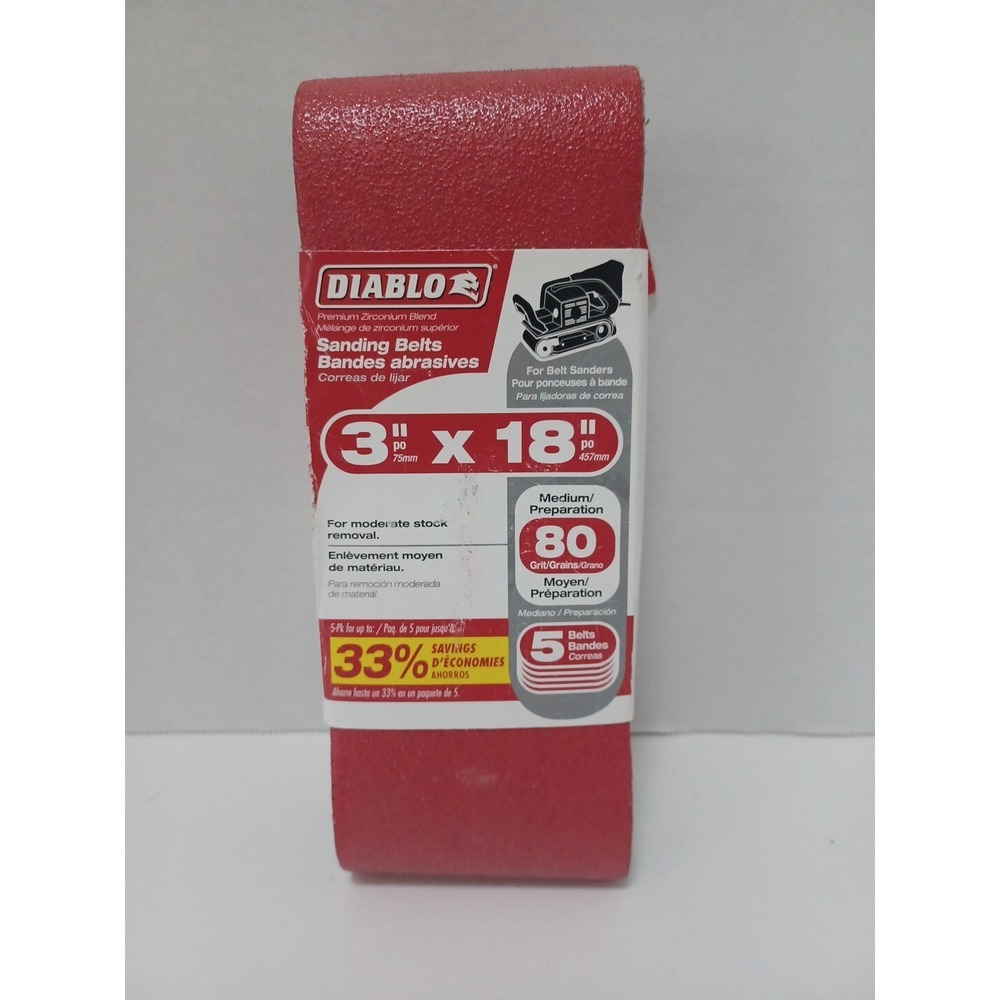 Diablo 5Pk 3X18 80G Sand Belt